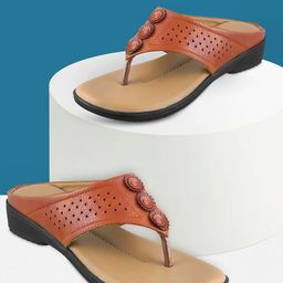 HUNYZA FOOTWEAR Women T-Strap Flats with Laser Cuts-26