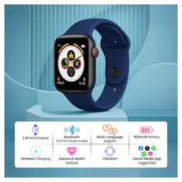 i kall IKALL W3 Pro Smartwatch with 2.19" Display, Sleek Dial with IP68 Water Resistant, Sp02 Tracking and Wireless Charging (Multiple Sports Modes, Bluetooth Calling) (Blue) image 2