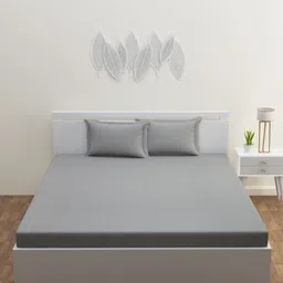 HAPPY HUES Grey 180 TC King Bedsheet with 2 Pillow Covers-image-26