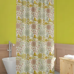 ArtzFolio Cream & Mustard Printed Waterproof Shower Curtains-image-10