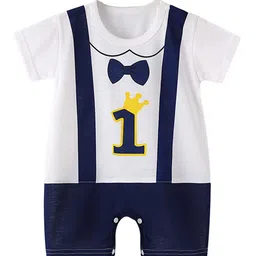 Babymoon Unisex Infants First With Crown Printed Cotton Romper-image-15