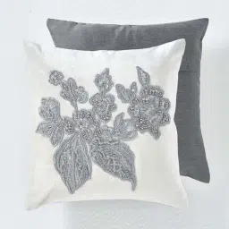 DDECOR Live Beautiful Embroidered Graphite Trousseau 28.8 cm x 28.8 cm Cushion Covers - Set of 2-image-15