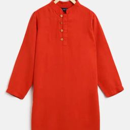 Tales & Stories Kids Red Solid Full Sleeves Kurta-image-72
