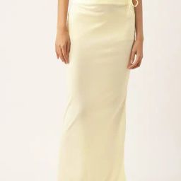 Ms.Lingies Off-White Plain Saree Shapewear-66