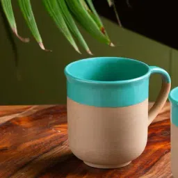 ExclusiveLane 'Earthen Turquoise' Hand Glazed Tea & Coffee Mug In Ceramic (360 ML, Microwave Safe)-picture-13