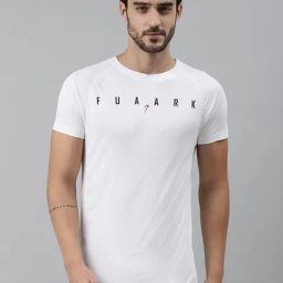 FUAARK White Slim Fit Printed Sports T-Shirt-image-4