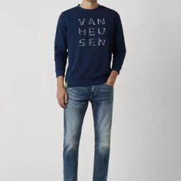 Van Heusen Navy Slim Fit Printed Sweatshirt image 5