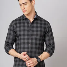 HARDSODA Men Grey Checked Casual Shirt-image-10