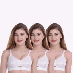 AROUSY White Cotton Mastectomy Bras - Pack Of 3-picture-47