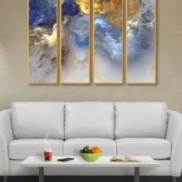 999store Grey & Yellow Colorful Abstract Clouds Multi Frame Painting image 1