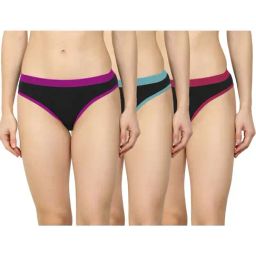 AROUSY Purple & Blue Bikini Panties - Pack Of 3-image-91