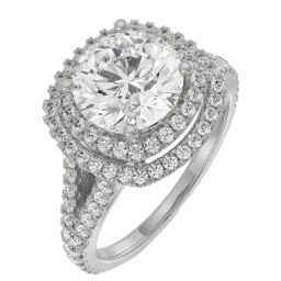 Emori 18k White Gold & Diamond Duo Band Halo Ring-image-55
