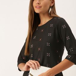 Saanjh Women Black Ethnic Motifs Kurti with Trousers-image-113