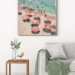 999Store Multicolor Canvas Beach Scene Wrapped Painting-74