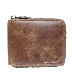 Teakwood Leathers Brown Casual Leather Zip Around Wallet for Men-image-12