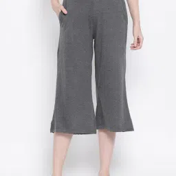 Clovia Grey Textured Capris-image-6