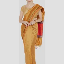 Kalakari India Golden Saree With Unstitched Blouse-picture-31