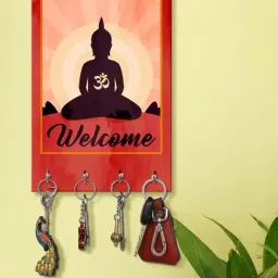 999Store Red & Beige MDF Decorative Wall Mount Key Holder - Set of 1-image-65