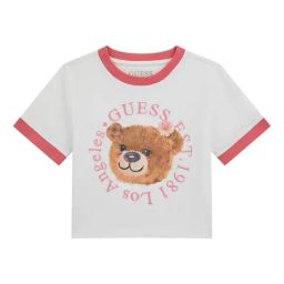 Guess Girls White Cotton Embroidered T-Shirt-image-64