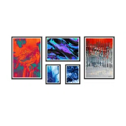 999store Red & Grey Abstract Multi Frame Painting image 2