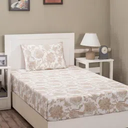 Maspar Beige 210 TC Cotton Single Bed Sheet with 1 Pillow Cover-image-11