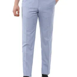 Van Heusen Blue Regular Fit Flat Front Trousers-image-31