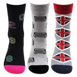 Bonjour Multicolor Cotton Printed Socks - Pack of 3-picture-8