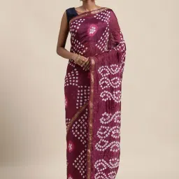 Geroo Jaipur Purple Woven Saree with unstitched Blouse-image-36