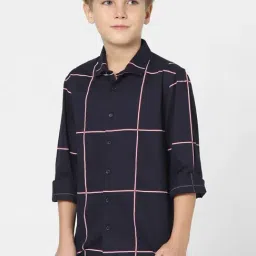 Jack & Jones Junior Moonlit Ocean Blue Cotton Checked Full Sleeves Shirt-image-44