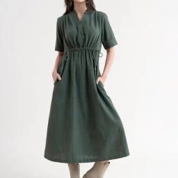 Fablestreet Olive Regular Fit Midi Dress-image-24