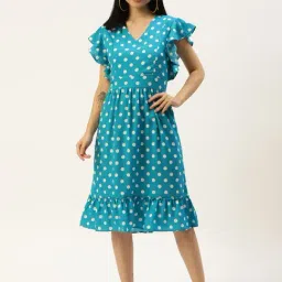BRINNS Turquoise Printed A Line Dress-picture-17
