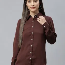 Cottinfab Brown Regular Fit Polyester Shirt-picture-21