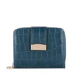 Lino Perros Blue Textured Zip Around Wallet for Women-28