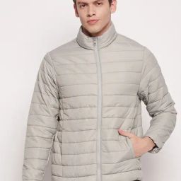 Cantabil Light Grey Regular Fit Quilted Jacket-picture-5
