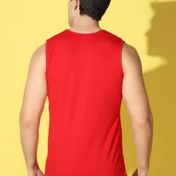 WOOSTRO Pack Of 2 Printed Combed Cotton Gym Vests VWS26(PLAIN RED)(ALONE PEACH) image 5