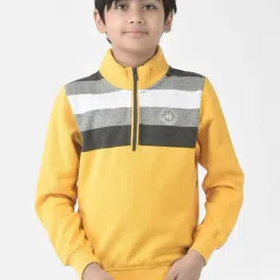 Crimsoune Club Kids Yellow & Grey Striped Full Sleeves Sweatshirt-image-52