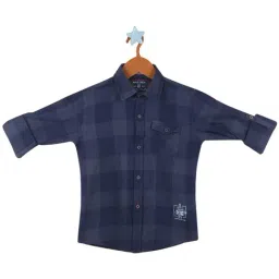 Monte Carlo Kids Indigo Checks Full Sleeves Shirt-image-52