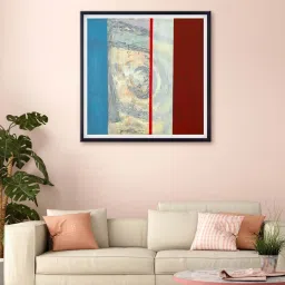 999store Maroon & Blue Strip Abstract Pattern Printed Canvas Painting image 1