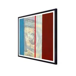999store Maroon & Blue Strip Abstract Pattern Printed Canvas Painting image 3