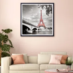 999store Grey & Orange Eiffel Tower Printed Canvas Painting image 1