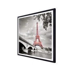 999store Grey & Orange Eiffel Tower Printed Canvas Painting image 3