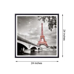 999store Grey & Orange Eiffel Tower Printed Canvas Painting image 5
