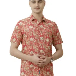 cavallo by linen club Linen Club Red Linen Contemporary Fit Print Casual Shirts-picture-41