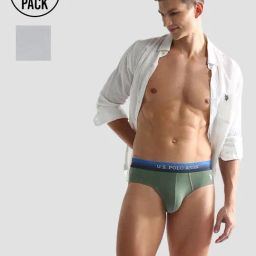 U.S. Polo Assn. Green & White Regular Fit Briefs - Pack of 2-image-38