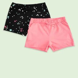 Pantaloons Junior Pink & Black Cotton Regular Fit Shorts-picture-43