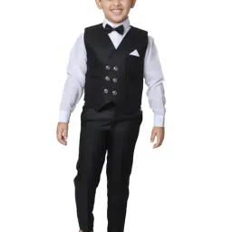 Pro-Ethic Style Developer Kids Black & White Solid Full Sleeves Shirt, Waistcoat, Pants with Bow-image-64