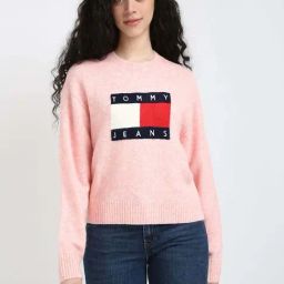 TOMMY HILFIGER Peach Embroidered Sweater-image-98