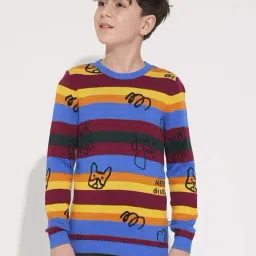 Jack & Jones Junior Boys Multicolor Cotton Striped Full Sleeves Pullover Sweater-image-51