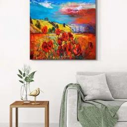 999Store Multicolor Canvas Countryside Poppies Wrapped Painting-image-20