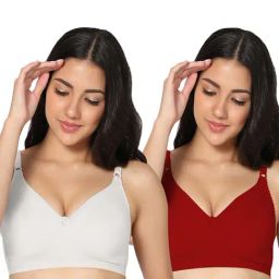 IN CARE White & Red Full Coverage Non-Wired T-Shirt Bra - Pack of 2-image-59